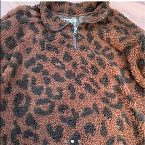 Leopard Print Quarter Zip sweater